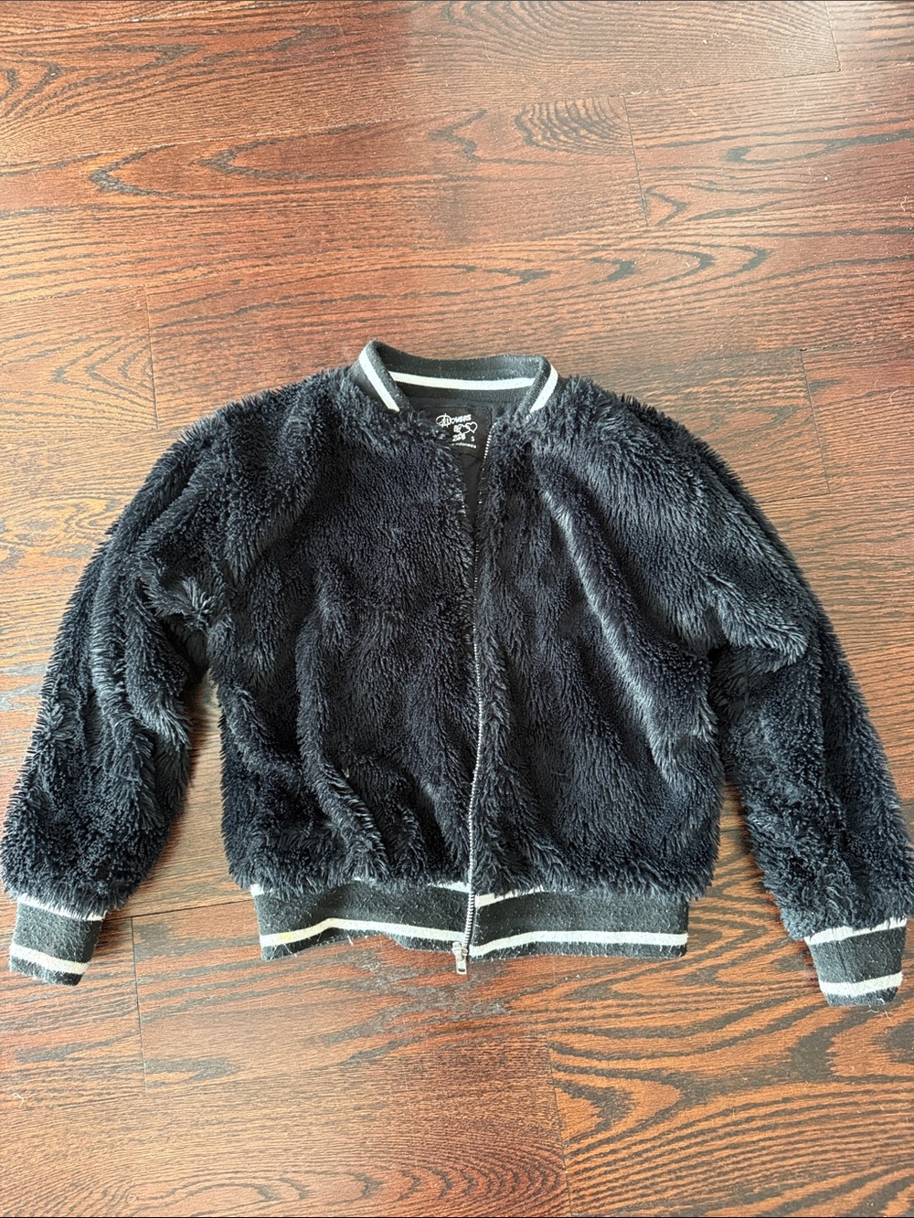 Flowers by Zoe Kids Black Faux Fur Bomber Jacket